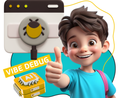 Тестирование & Vibe Debug. Охотники за багами - КИБЕРшкола программирования для детей, компьютерные курсы для школьников, начинающих и подростков - KIBERone г. Нефтеюганск